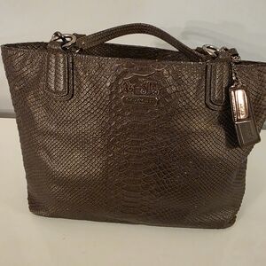 Coach Chocolate Brown Textured Tote Bag